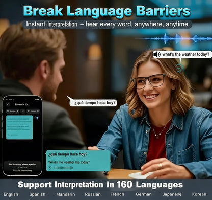 50% OFF!!🔥 AI Interpretation Smart Glasses🕶️160-Language Translation, Photochromic Lenses, AI Chat & Hands-Free Audio
