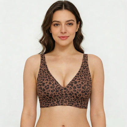 🏆LAST DAY SALE 49% OFF 🔥Super Firming Leopard Print Jelly Bra | Women Wirefree Bras 👍No More Sagging Breasts