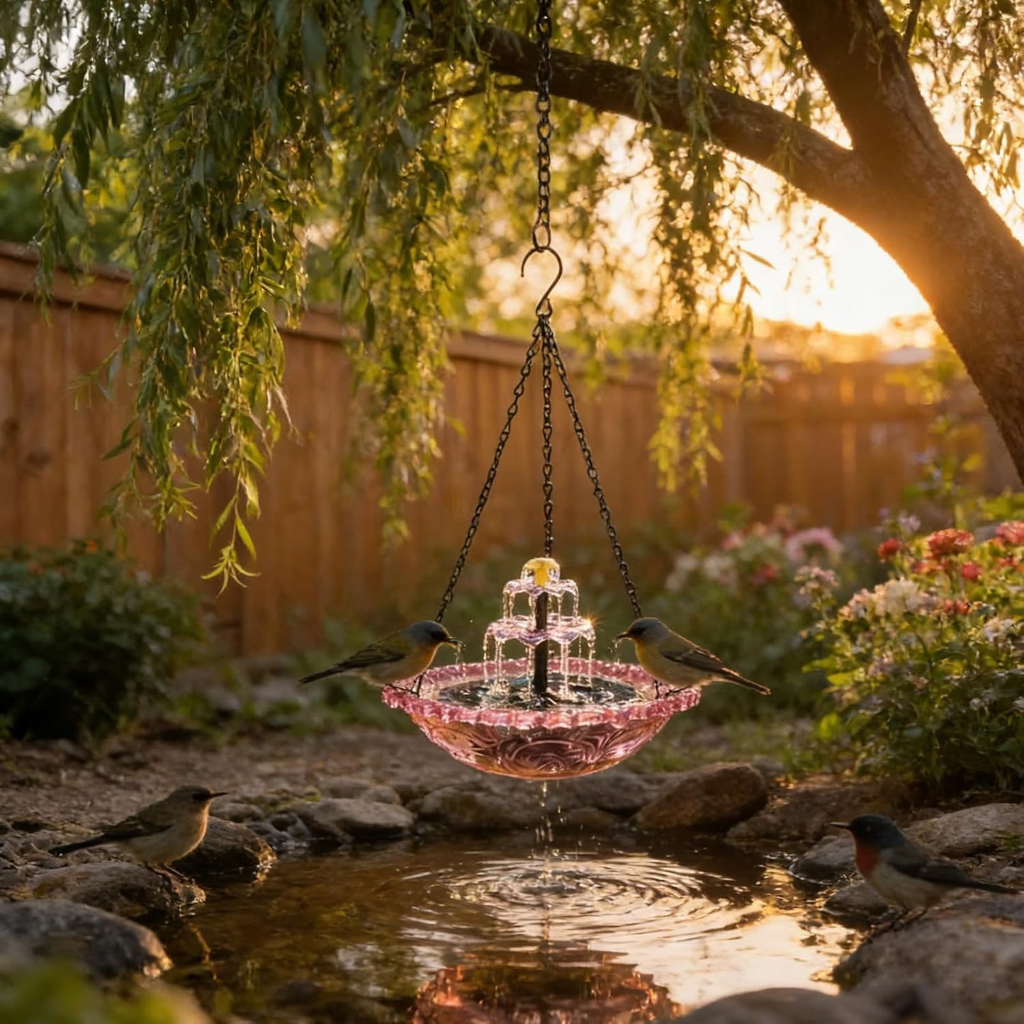 Cascade Hanging Bird Bath Fountain