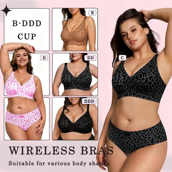 🏆LAST DAY SALE 49% OFF 🔥Super Firming Leopard Print Jelly Bra | Women Wirefree Bras 👍No More Sagging Breasts