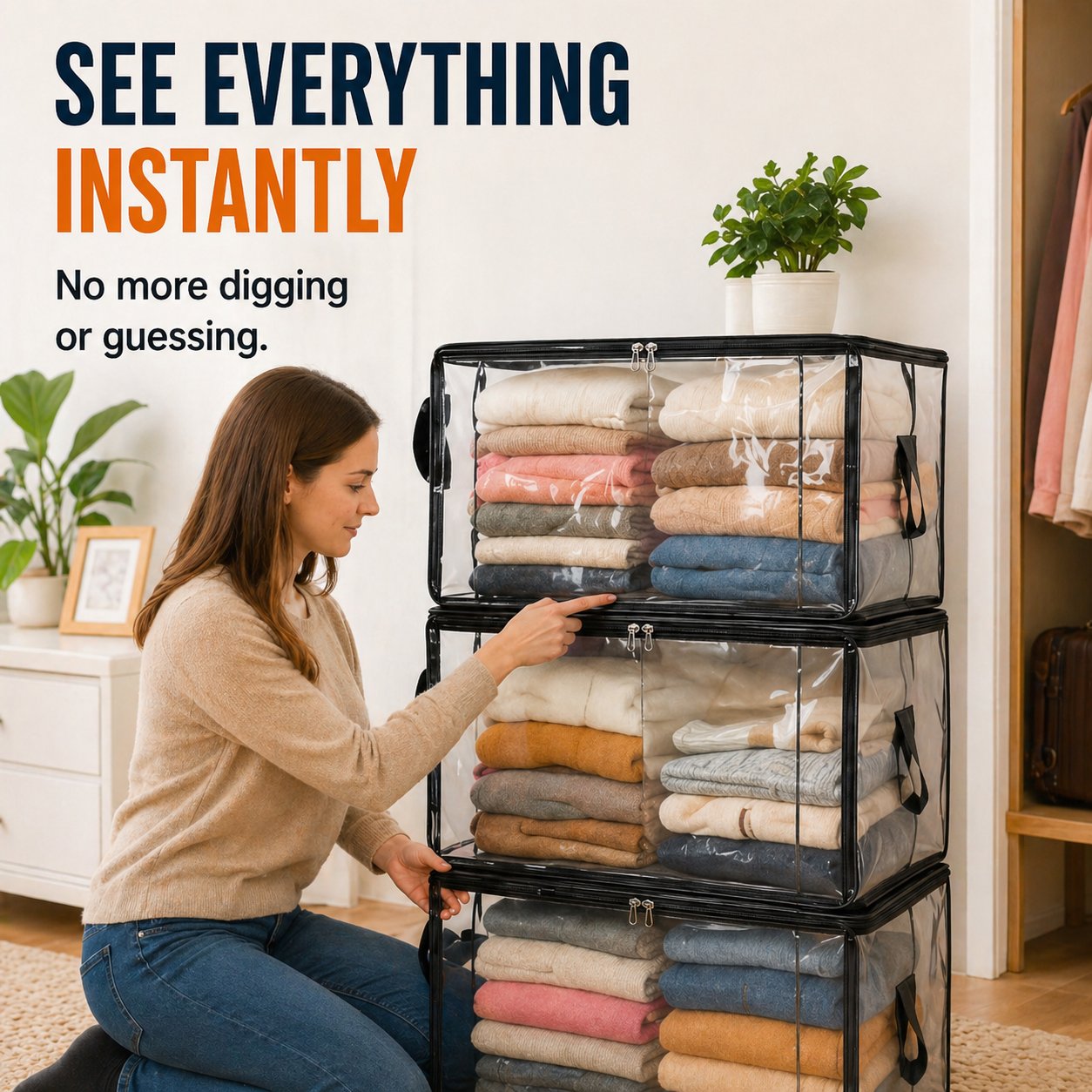 🔥LAST DAY 50% OFF - 📦Large Heavy-Duty Thick Plastic Clear Storage Bag for Clothes, Moving & Storage