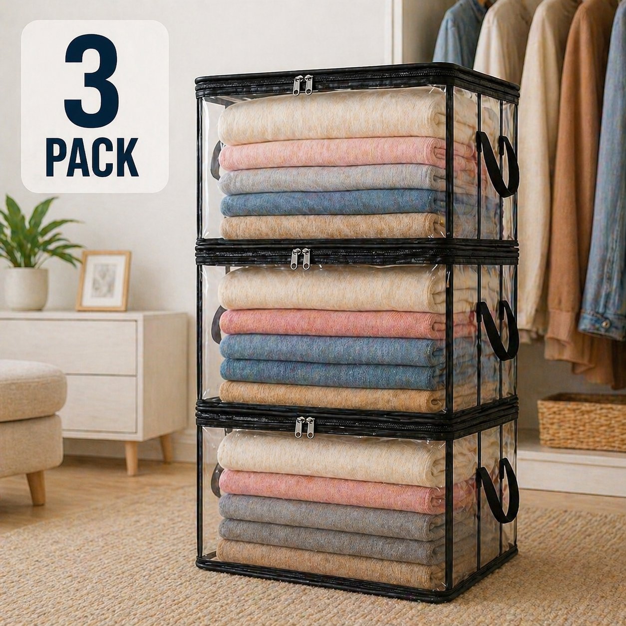 🔥LAST DAY 50% OFF - 📦Large Heavy-Duty Thick Plastic Clear Storage Bag for Clothes, Moving & Storage