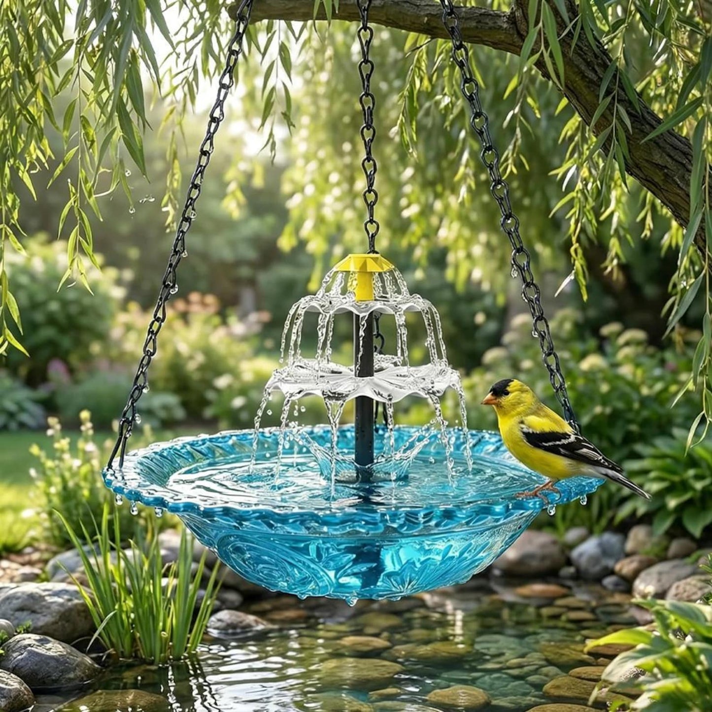 Cascade Hanging Bird Bath Fountain